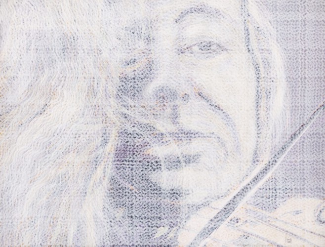 Kopfbilder 7 <strong>Unbekannte Person, 1973</strong><br>Acryl auf Ingres, 48 x 63,5 cm, C272