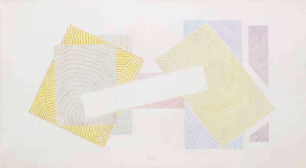 <strong>Raumzeichen, 1989</strong><br>Buntstift auf Karton, 39,8 x 72,3 cm, K754