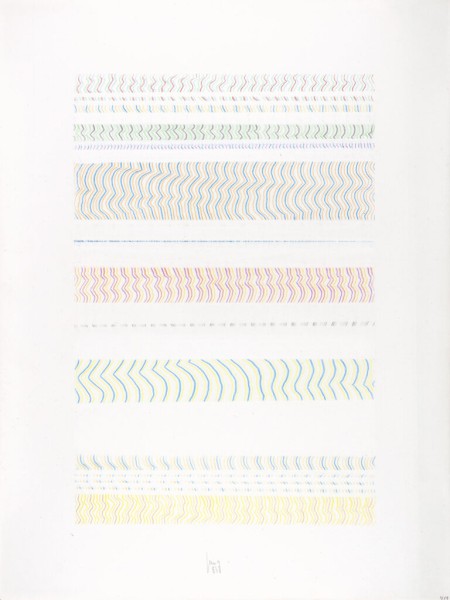 <strong>Holographic Chambers, 1983</strong><br>Buntstift auf Karton, 40 x 30 cm, K419