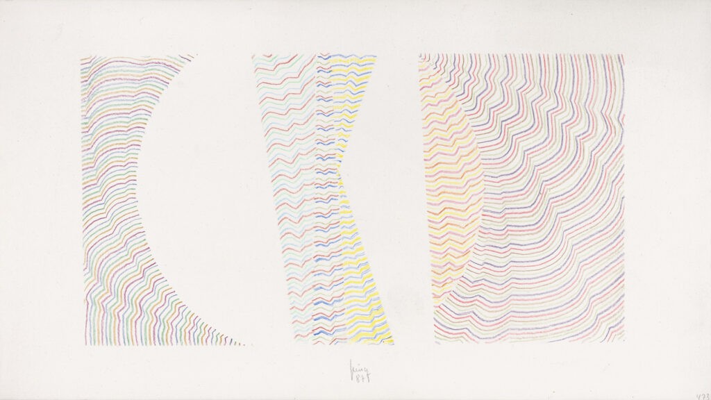 <strong>Sun Dial, 1987</strong><br>Buntstift auf Karton, 17,9 x 31,8 cm, K473