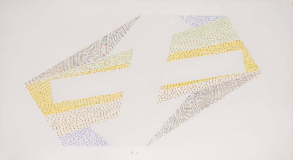 <strong>Raumzeichen, 1989</strong><br>Buntstift auf Karton, 40 x 72,8 cm, K757