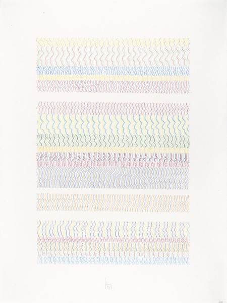 Buntstiftzeichnungen 14 <strong>Holographic Chambers, 1983</strong><br>Buntstift auf Karton, 40 x 30 cm, K416