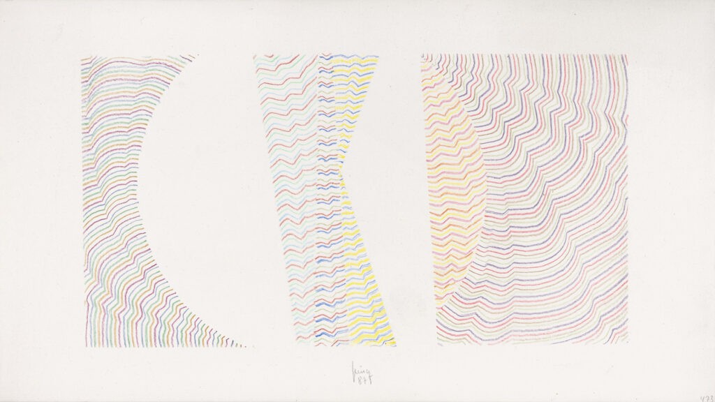Buntstiftzeichnungen 10 <strong>Sun Dial, 1987</strong><br>Buntstift auf Karton, 17,9 x 31,8 cm, K473
