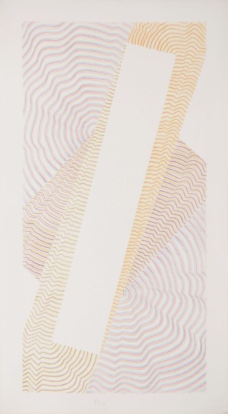 Buntstiftzeichnungen 5 <strong>Raumzeichen, 1989</strong><br>Buntstiftzeichnung, 72,2 x 39,8 cm, K744