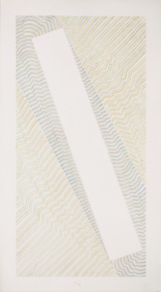 Buntstiftzeichnungen 6 <strong>Raumzeichen, 1989</strong><br>Buntstiftzeichnung, 72,3 x 39,8 cm, K747