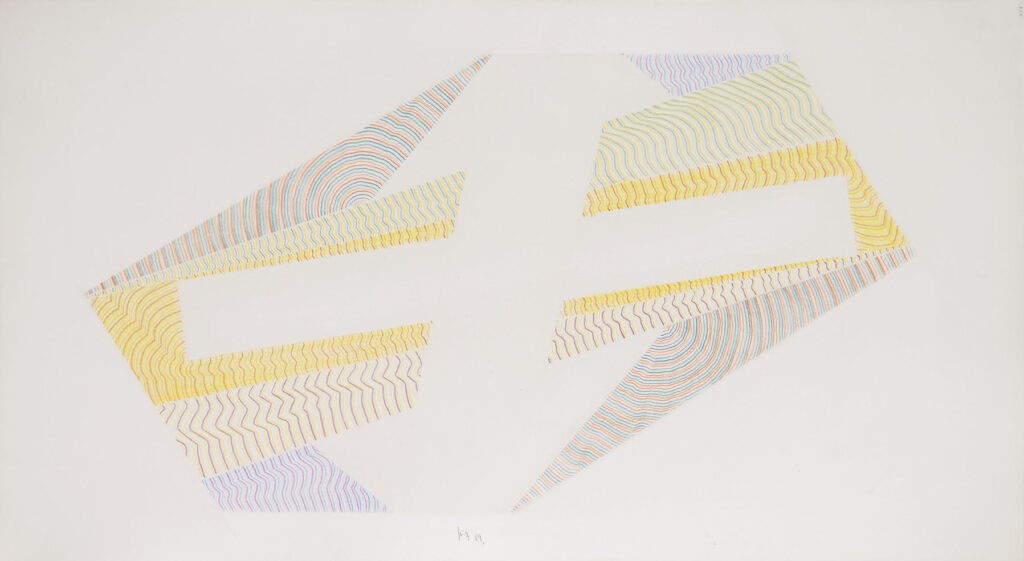 Buntstiftzeichnungen 2 <strong>Raumzeichen, 1989</strong><br>Buntstift auf Karton, 40 x 72,8 cm, K757